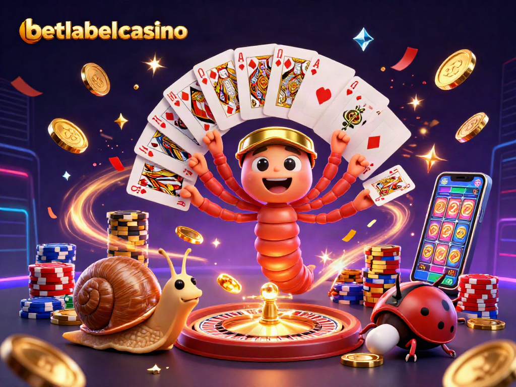 Join the excitement at betlabelcasino with a lively 3D casino scene filled with vibrant characters and gaming elements.
